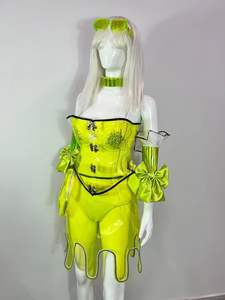 Vestido Verde para Fiesta, Cantante, Espectáculo, Disfraz de Baile, Tecnología Verde, Transparente, Atuendo para Fiesta en Club, Discoteca, Baile - Product Image 2