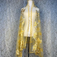Foulard Châle Ethnique Brodé en Dentelle Voile Filet 2x1m à Motif Floral pour Femmes Musulmanes Africaines avec Strass – Vente en Gros