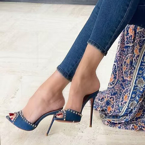 Sandales à talons hauts sexy à rivets, style européen et américain, tailles 35-42, en stock - Product Image 1