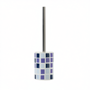 Soporte para escobilla de baño con base de cerámica, mosaico azul, 37 cm de altura, 9,5 cm de ancho, 9,5 cm de profundidad - Product Image 3