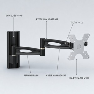 <span class=keywords><strong>Support</strong></span> <span class=keywords><strong>mural</strong></span> pour téléviseur et moniteur Full Motion LCD302, <span class=keywords><strong>support</strong></span> <span class=keywords><strong>articulé</strong></span> réglable pour écrans de 13 à 30 pouces - Product Image 3