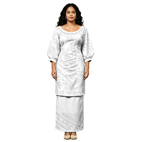 Robe blanche Puletasi pour femmes, style tribal polynésien, col rond, motif hibiscus hawaïen, manches bouffantes, style samoan, idéale pour l'église