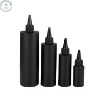 Bouteille compte-gouttes cylindrique noire vide de 200 ml, 400 ml, 500 ml avec bouchon disque pour shampoing, lotion, crème visage et crème contour des yeux – Vente en gros, personnalisable et mignonne