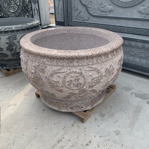 Macetero Redondo de Mármol Amarillo Nude, Soporte Grande para Macetas de Mármol, Maceteros de Mármol para Exterior, Estatuas de Mármol, Jardinera - Product Image 6