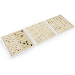 ชุดแท่นโชว์เครื่องประดับโลหะไมโครไฟเบอร์สุดหรูถาดโชว์เครื่องประดับหรูหราและอุปกรณ์เสริมชั้นวาง - Product Image 4