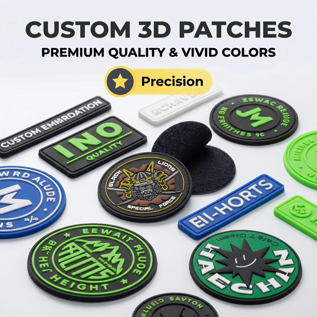 Wholesale Custom 3D PVC Rubber Patch Eco-Friendly Embossed Soft Hook & Loop Iron on Garment Badge with Alphabet Shape for Hats
