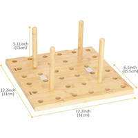 Égouttoir à vaisselle réglable en bambou avec crochets amovibles pour assiettes, bols et tasses, support de drainage pour comptoir de cuisine, armoire ou tiroir
