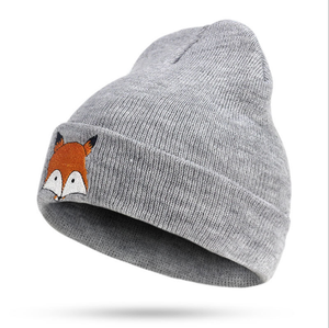 Hip hop estilo bordado fox cálido de punto de lana de sombrero para la gente joven - Product Image 1