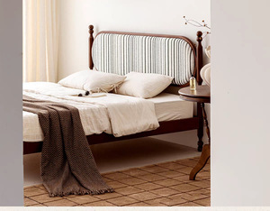 Letto Matrimoniale Vintage in Tessuto, Stile Francese Antico, Girevole su Due Lati, con Struttura in Legno Massello, per Camera da Letto Principessa - Product Image 6
