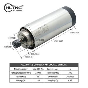 Moteur de broche circulaire 80MM 6A 24000RPM 1.5KW 220V refroidi par air ER16 400Hz - Product Image 5