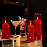 Bougie pilier LED sans flamme en acrylique transparent rouge, guirlande lumineuse, télécommande, alimentée par piles, décoration d'intérieur, décoration de Pâques