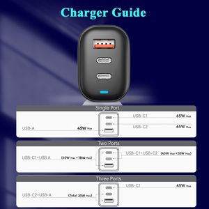 QC3.0 PD ชาร์จโทรศัพท์ซุปเปอร์ชาร์จ USB ชนิด <span class=keywords><strong>C</strong></span> 3พอร์ต65W - Product Image 3