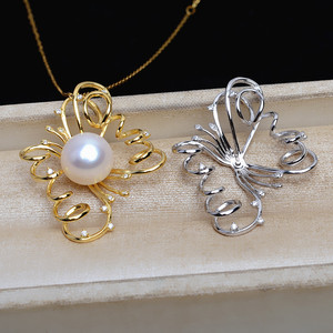 S925 Silver Pendant Base DIY Pearl Accessory Holder for 15-16 Inch Jewelry <b>Concealer</b> Bottom Holder Empty Semi-Finished Product - Product Image 1