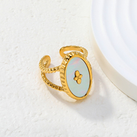Collection de bagues en acier inoxydable plaqué or 18 carats PVD style Bohème Chic avec perles, géométriques uniques, certifiées, étanches et inaltérables pour femme, idéales pour les soirées