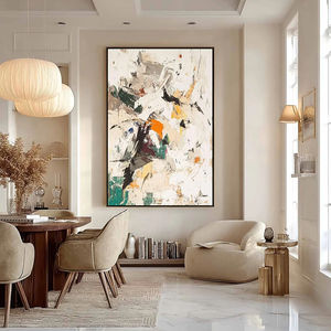 Dondurulmuş Akış Dokulu Soyut Impasto Yağlıboya Tablo Modern Kanvas Üzerine El Boyaması Dokulu Duvar Sanatı Büyük Nötr Çerçeveli Resim - Product Image 3