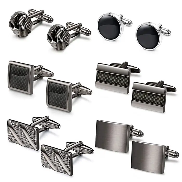 Stainless Steel Luxury Blank Bouton De Manchette Sterling Silver Styles Black Custom Steel Men Cufflinks