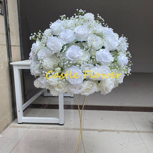 W-D015 bunga buatan, bola bunga mawar putih untuk dekorasi pesta meja pernikahan, bola bunga napas bayi - Product Image 4