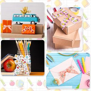 Cinta de grogrén 100% poliéster personalizada con logo, estampada a doble cara, resistente al encogimiento, con patrón de alfabeto de manzana, para la vuelta al colegio. - Product Image 2