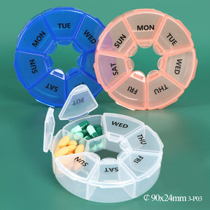 SUNSHING Wholesale 7 Days Pill Organizer Round Pill Box Travel Case Portable Transparent Daily Supplement Organizer <b>Container</b> - Product Image 5