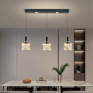 Crystal Chandelier Long Strip Bar Counter Multi Head LED Pendant <b>Light</b> Home Kitchen <b>Lighting</b> - Product Image 3