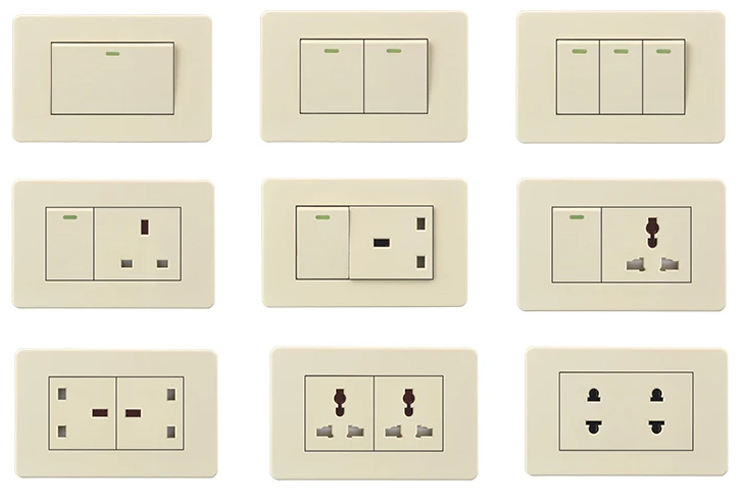 VNX US Standard 250V 13A Beige Multi Function Universal Ac Power Smart 3-Pin Switch and Socket Panel
