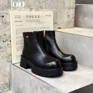 2025 נשים chelsechelsees חורף בצד נשיפה רוכסן עבה מעובה, נעלי עיצוב אופנה מערב - Product Image 1