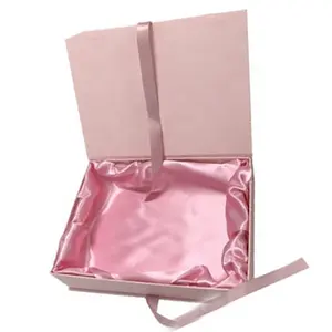 High end low MOQ book shape customizable magnetic flap pink cardboard box for gift packaging