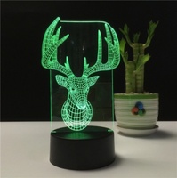Décoration de la maison 16 couleurs RGB LED lumière créative bricolage acrylique 3D Illusion vacances cadeau lampe de table veilleuse