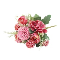 Kombinasi Bunga Sutra Buatan Peony Hydrangea Daisy 30cm Dekorasi Meja & Jendela untuk Pernikahan & Liburan