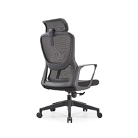 Chaise de bureau ergonomique moderne en tissu PU, hauteur réglable, dossier haut en mousse, support lombaire, base en aluminium, accoudoirs pivotants réglables