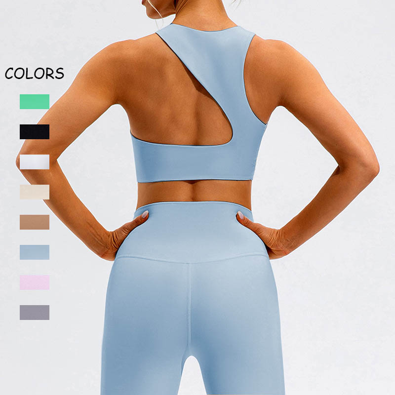 Women Beauty Back Shockproof Yoga Top Lady Round Neck Gather Sports Vest Female High Stretch Crop Gym Bra