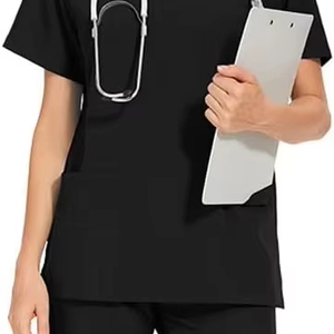 Scrubs Set for Women <b>Stand</b>-Up Collar Zipper Top with Four Pockets Stretchy Yoga Pants Medical Care <b>Work</b> Uniform Beauty Salon - Product Image 2