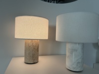 Lampe de table rechargeable à intensité variable tactile avec base en marbre blanc et abat-jour en lin pour hôtel, batterie 4000 mAh, lumière d'ambiance sans fil, veilleuse