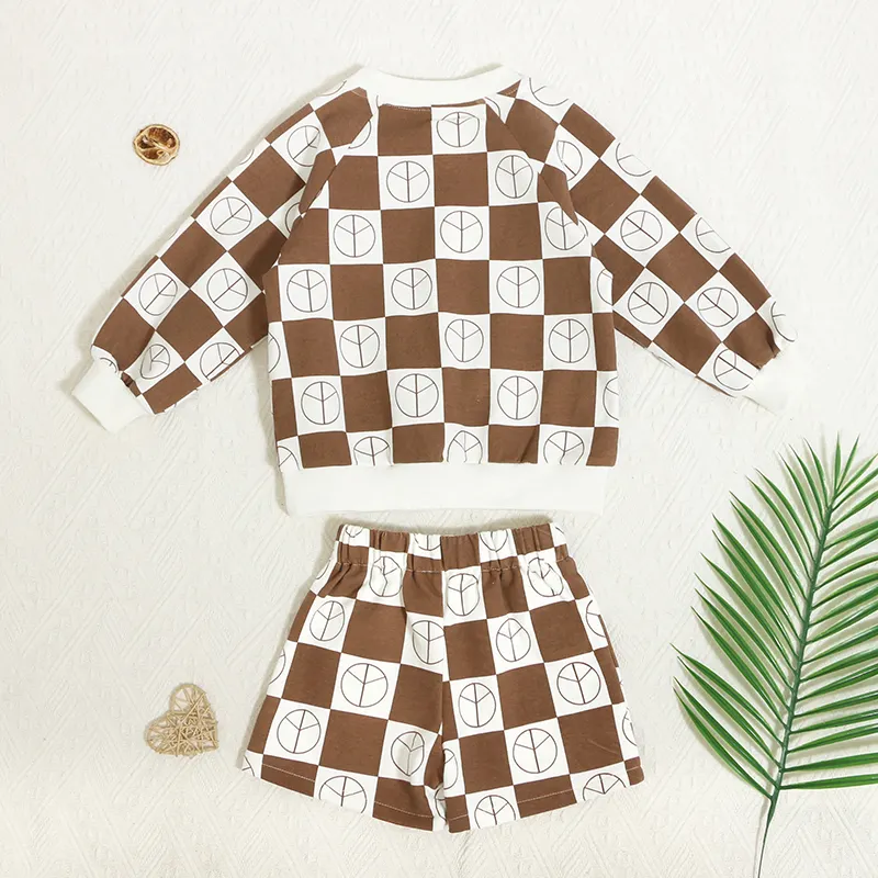 Ensembles de vêtements pour bébés avec broderie personnalisée Pantalon court d'été à impression cool avec logo Vêtements pour enfants en tricot à manches longues