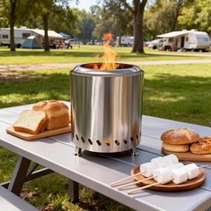 Brasero de table portable en acier inoxydable pour camping, poêle à bois, brasero individuel sans fumée - Product Image 1