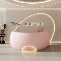 Comptoir de réception personnalisé en forme d'arc pour l'accueil d'entreprise, vitrine de caisse enregistreuse pour supermarché et espace beauté
