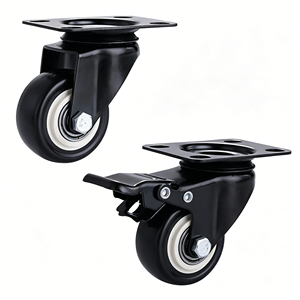 High Load Capacity 1.5 Inch Premium Pu Double Castor <b>Wheels</b> Top Plate Swivel With Lockable Swivel Smooth Rolling For Equipment - Product Image 1