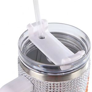 40oz Diamond-studded Car Water Cup with Thickened Stainless Steel Straw and Handle - Product Image 6