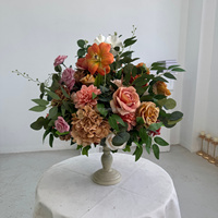 Centre de table floral artificiel Anthurium Bourgogne et Hortensia pour événements, décoration de mariage et fournitures