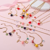 À la mode coloré raisin fraise champignon cerise fruits breloques collier Bracelet ensemble femmes en acier inoxydable bijoux de mode