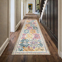 Extra Long Polyester Thick Hallway Runner Rug 75x305cm Bohemian Washable Non-Slip Soft Floral Vintage for Kitchen Living