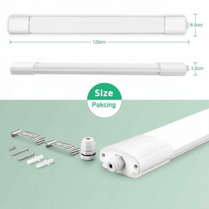 ไฟ LED แบบกันน้ำ IP65 รุ่นบาง ขนาด 2 ฟุต 4 ฟุต 5 ฟุต ความสว่าง 120 ลูเมนต่อวัตต์ พร้อมเซ็นเซอร์ไมโครเวฟ ป้องกันการกระพริบ วัสดุโพลีคาร์บอเนต CRI>80 ปรับความสว่างได้ เหมาะสำหรับโรงงาน/คลังสินค้า - Product Image 2