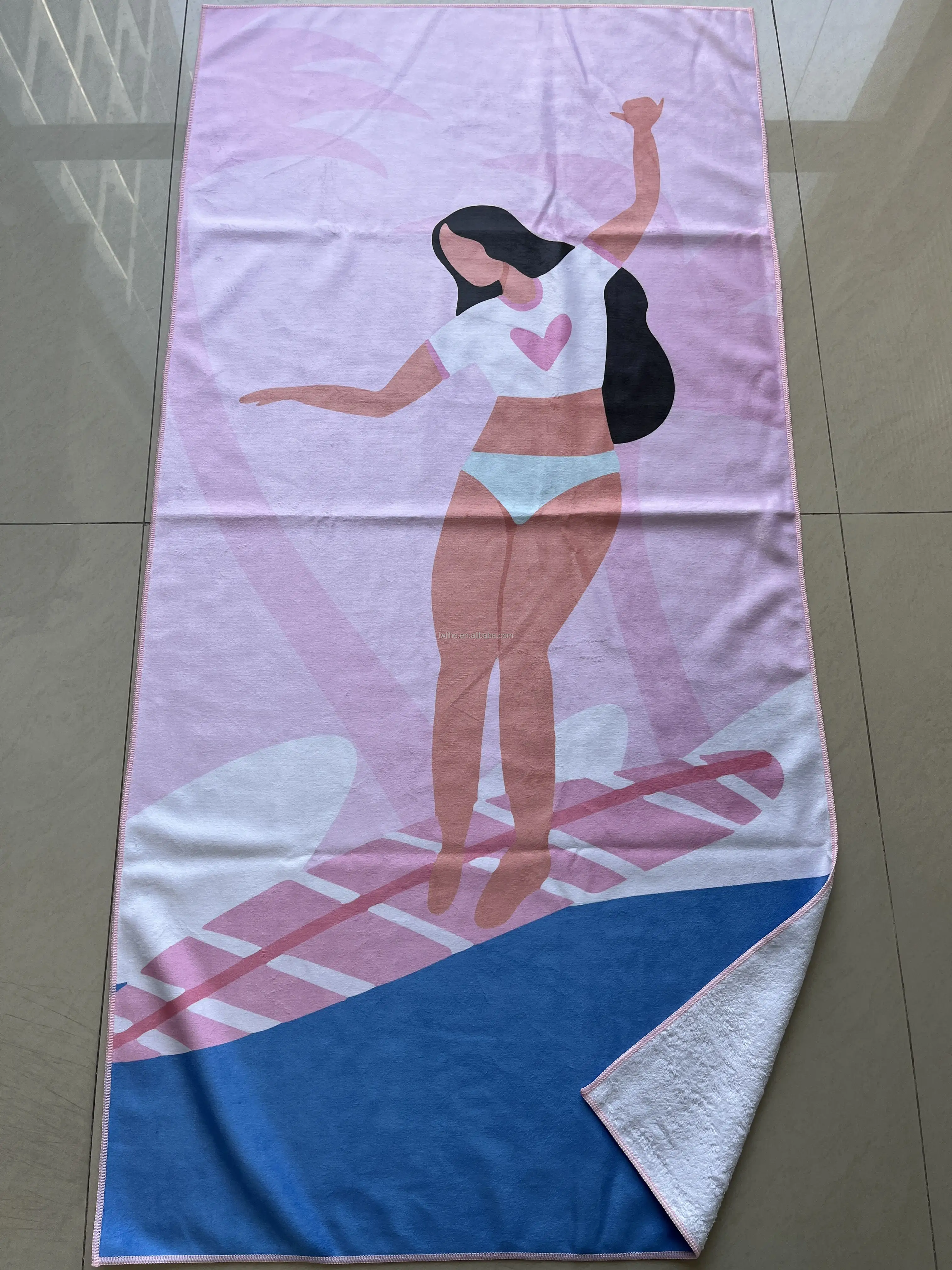 Custom logo beach towel RPET sand free recycled plastic beach pool towels custom print