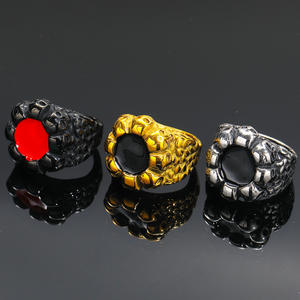 Anello Gotico Personalizzato all'Ingrosso in Acciaio Inossidabile con Teschio Tridimensionale, Anello Hip-hop Punk con Smalto a Goccia per <span class=keywords><strong>Uomo</strong></span> - Product Image 1