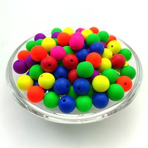 โรงงานขายส่งพลาสติกนีออนยางลูกปัดอะคริลิคผสมสีรอบลูกปัดสำหรับเครื่องประดับ Diy ทำสร้อยข้อมือ - Product Image 2