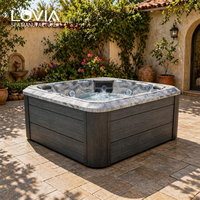 Spa Jacuzzi extérieur pour 5-6 personnes, bain à remous en acrylique avec système de contrôle intelligent Balboa pour la maison et le jardin