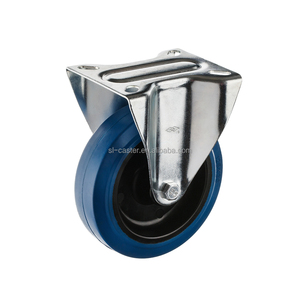 5 Zoll Industrielles Blaues Elastisches Gummi-Lenkrolle 125mm Blaue Gummi-Lenkrolle mit Bremse - Product Image 5