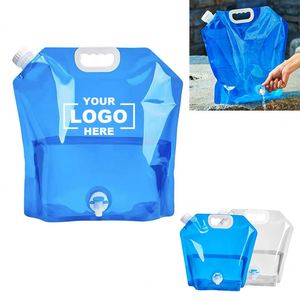 Custom Beverage Packaging Bags Outdoor Camping 5L 10L Folding <b>Plastic</b> PE Drinking Water Bag Foldable Spout Bag with Handle <b>Tap</b> - Product Image 1