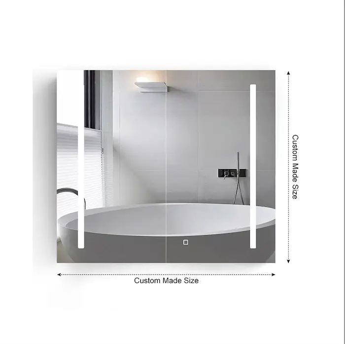 Miroir de salle de bain intelligent éclairé par LED à 2 portes avec rangement sans brouillard et Bluetooth