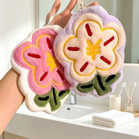 Nouvelle serviette de toilette en polaire corail tissée, écologique, super absorbante, motif dessin animé, pour salle de bain et cuisine, à suspendre, épaisse